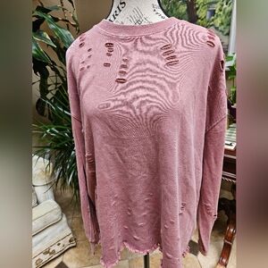 NEW WITH Tags fun distressed long  sleeve top.